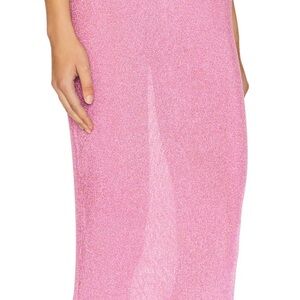 SER.O.YA Harmony Metallic Knit Maxi Skirt. Bubblegum Pink. XL
